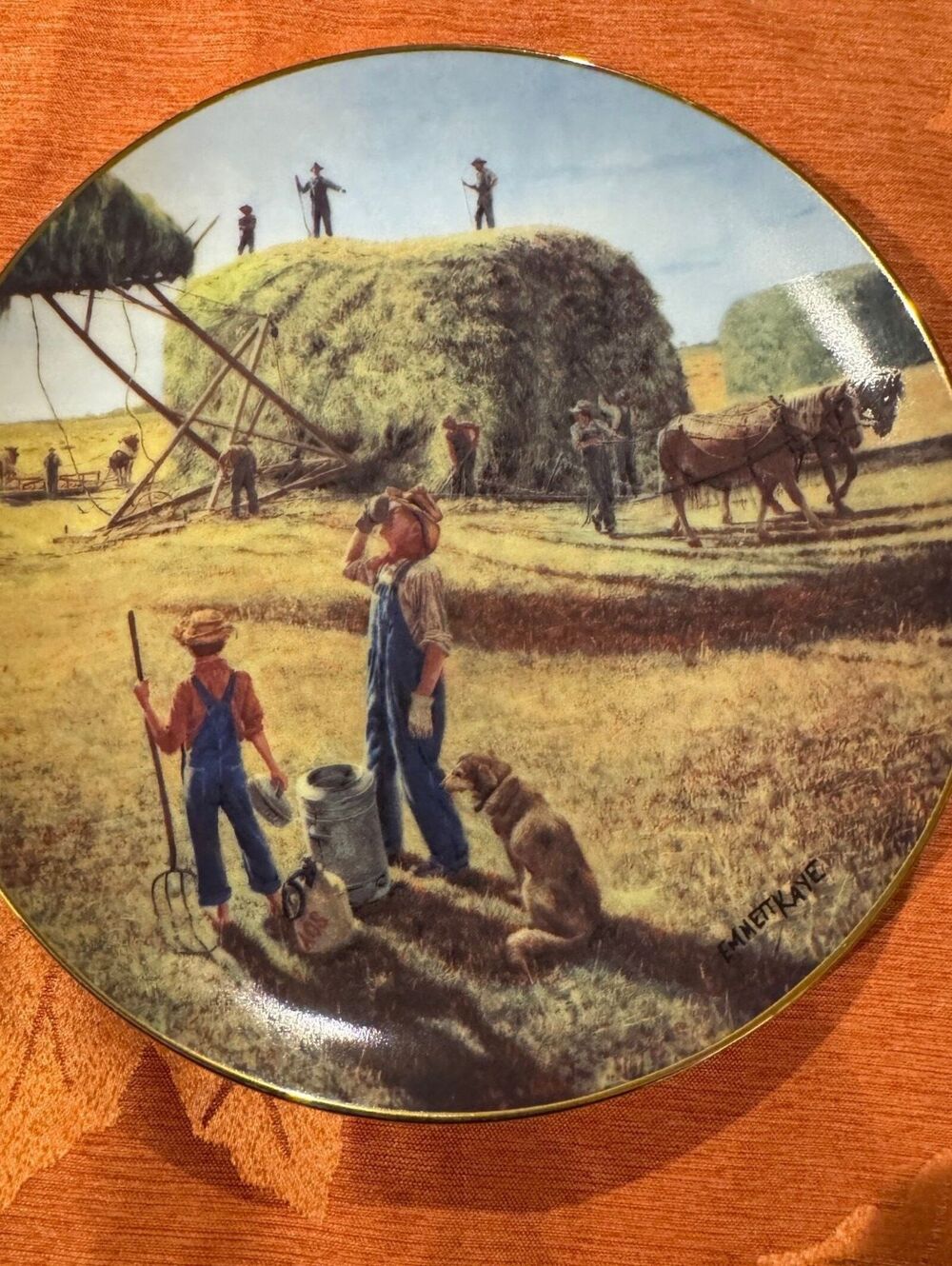 Emmett Kaye A Well Deserved Break Danbury Mint Collector Plate 23K Gold Farm